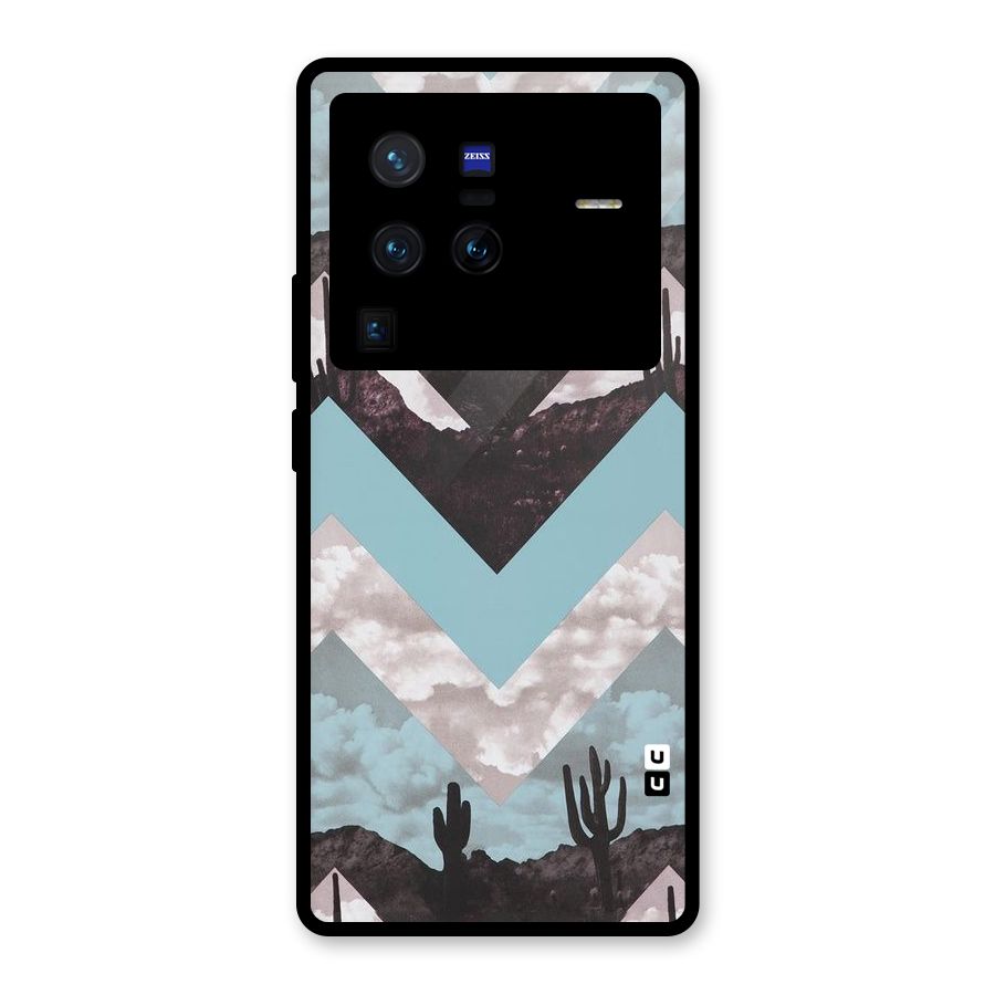 Cacutus Zig Zag Pattern Glass Back Case for Vivo X80 Pro