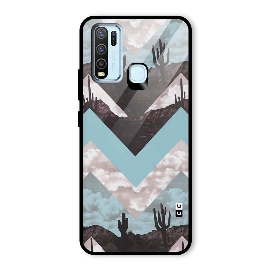Cacutus Zig Zag Pattern Glass Back Case for Vivo Y30