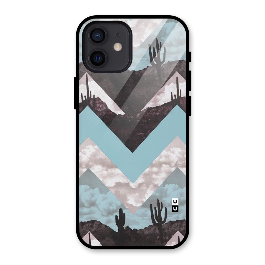 Cacutus Zig Zag Pattern Glass Back Case for iPhone 12