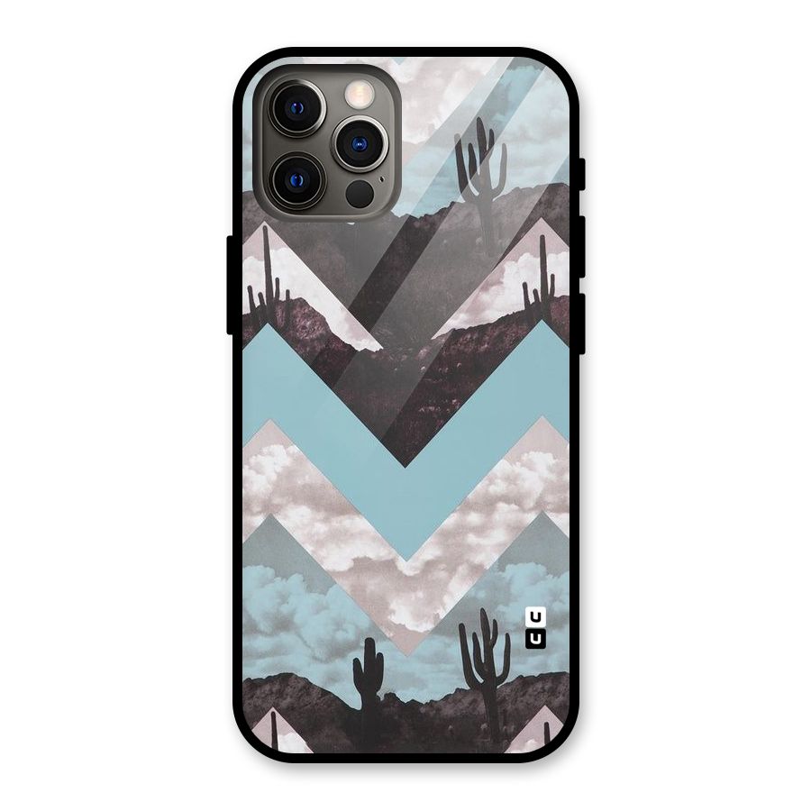 Cacutus Zig Zag Pattern Glass Back Case for iPhone 12 Pro