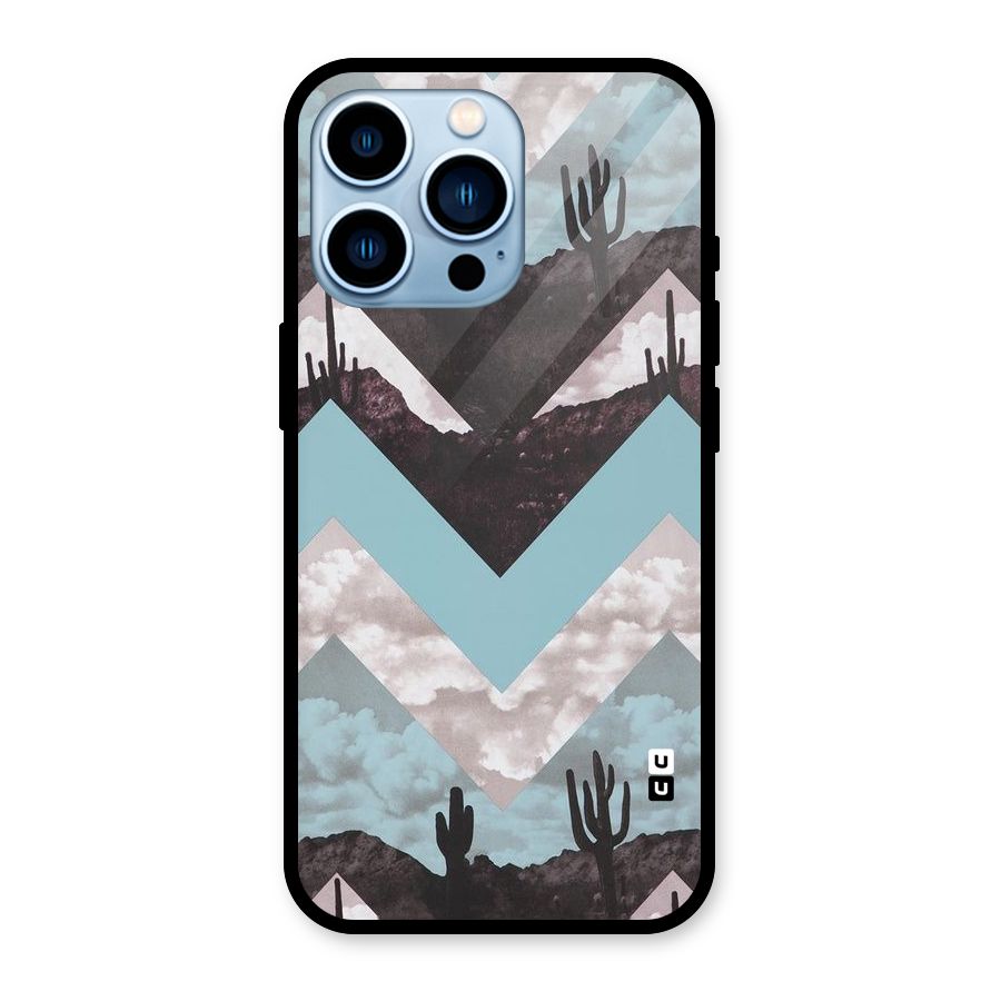 Cacutus Zig Zag Pattern Glass Back Case for iPhone 13 Pro
