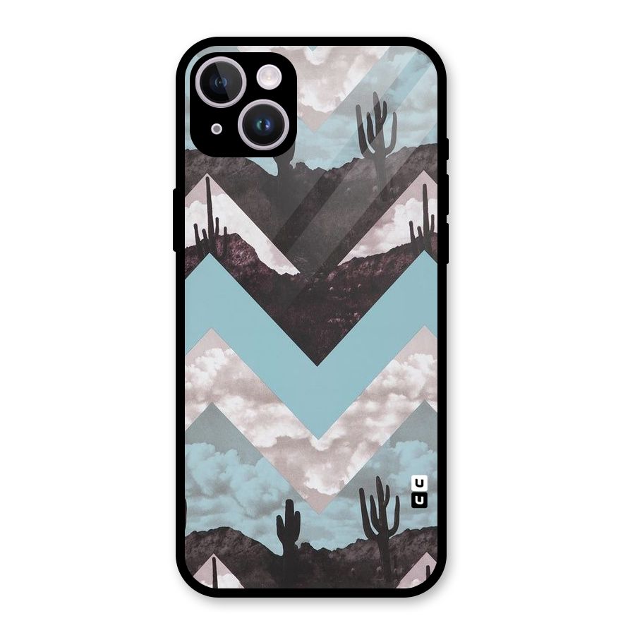 Cacutus Zig Zag Pattern Glass Back Case for iPhone 14 Plus