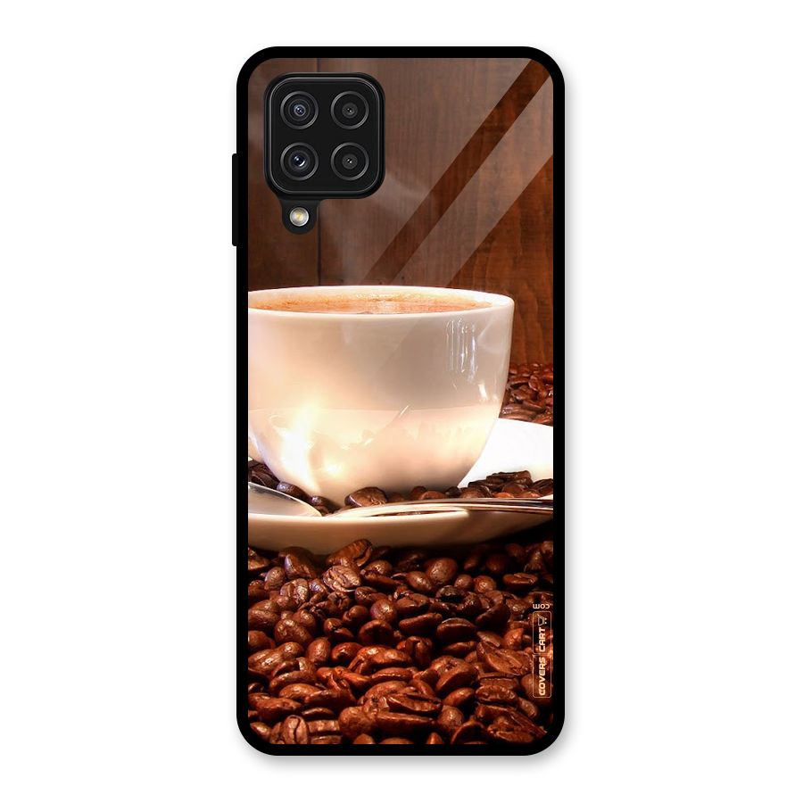 Caffeine Beans Glass Back Case for Galaxy A22 4G