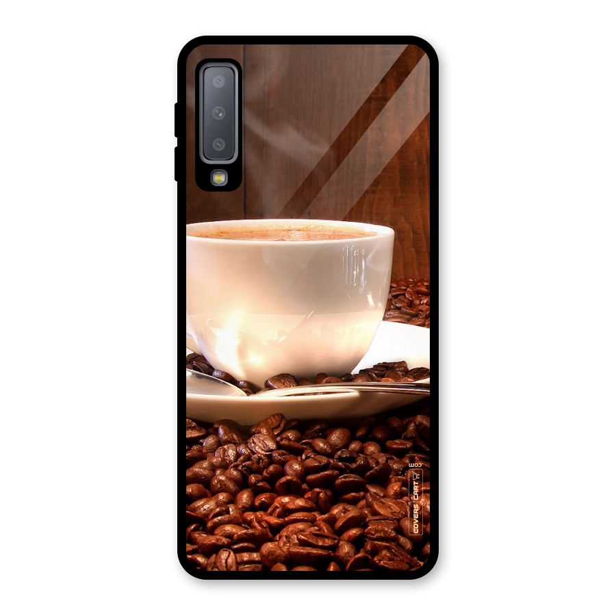 Caffeine Beans Glass Back Case for Galaxy A7 (2018)