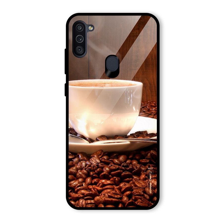 Caffeine Beans Glass Back Case for Galaxy M11