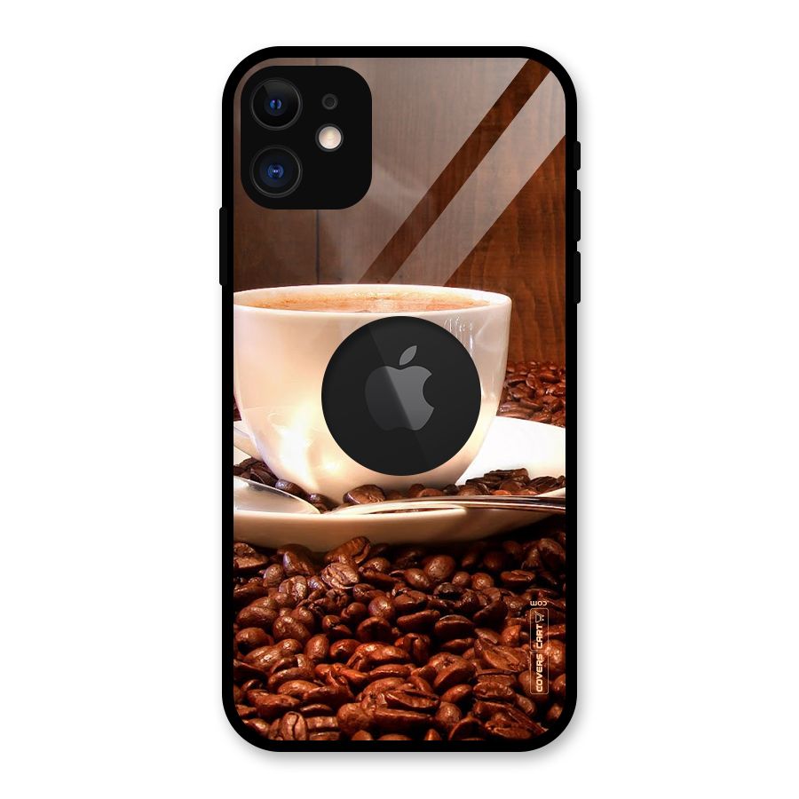 Caffeine Beans Glass Back Case for iPhone 11 Logo Cut