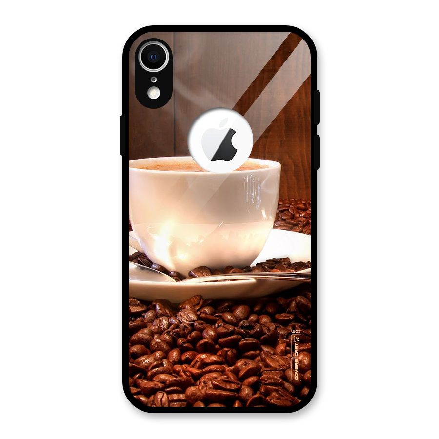 Caffeine Beans Glass Back Case for iPhone XR Logo Cut