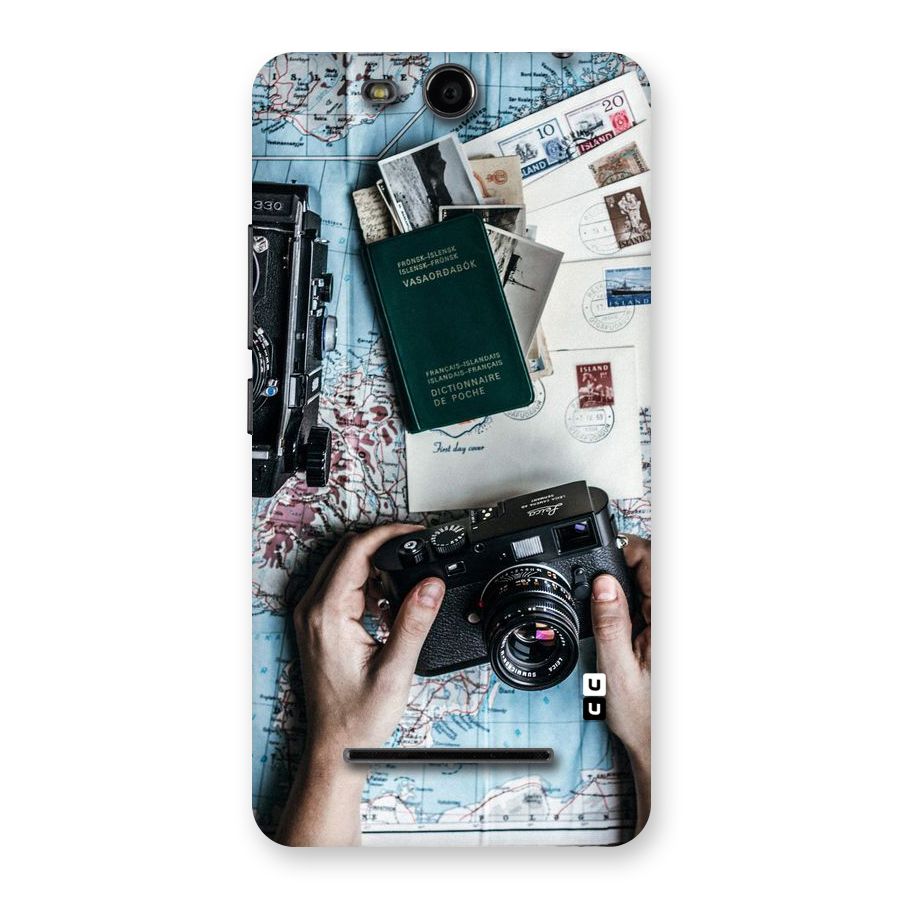 Camera and Postcards Back Case for Micromax Canvas Juice 3 Q392
