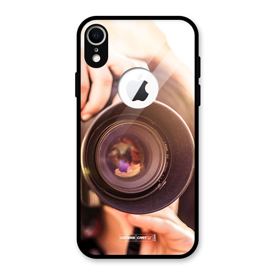 Camera Lovers Glass Back Case for iPhone XR Logo Cut