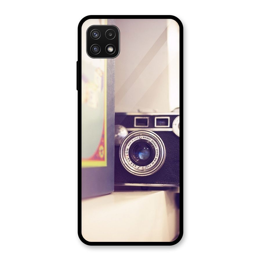 Camera Vintage Pastel Glass Back Case for Galaxy A22 5G