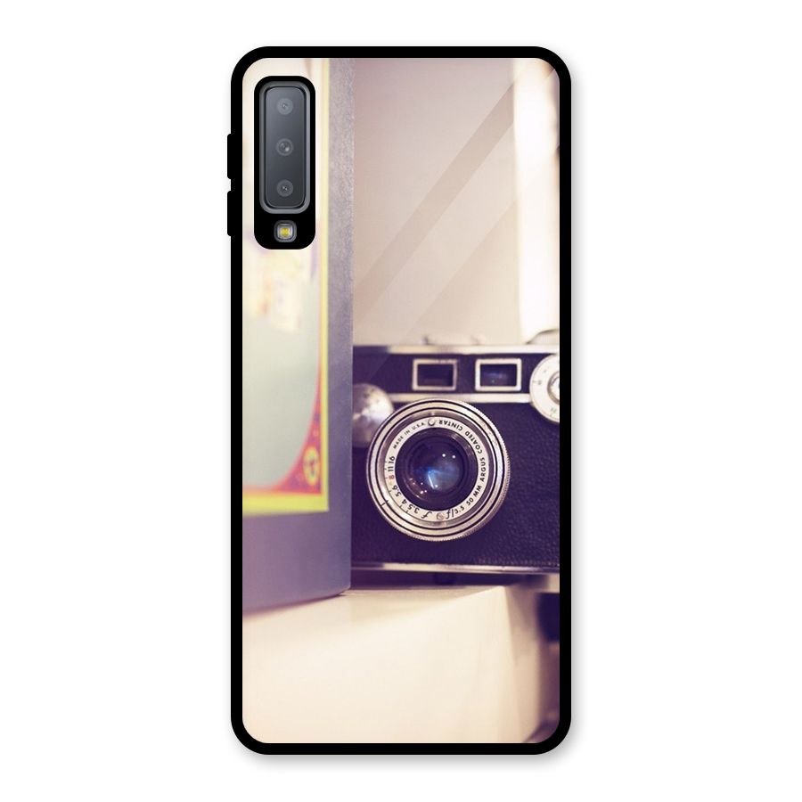 Camera Vintage Pastel Glass Back Case for Galaxy A7 (2018)