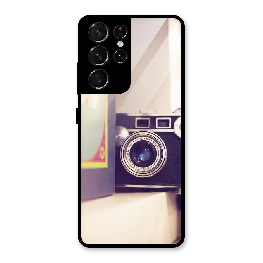 Camera Vintage Pastel Glass Back Case for Galaxy S21 Ultra 5G