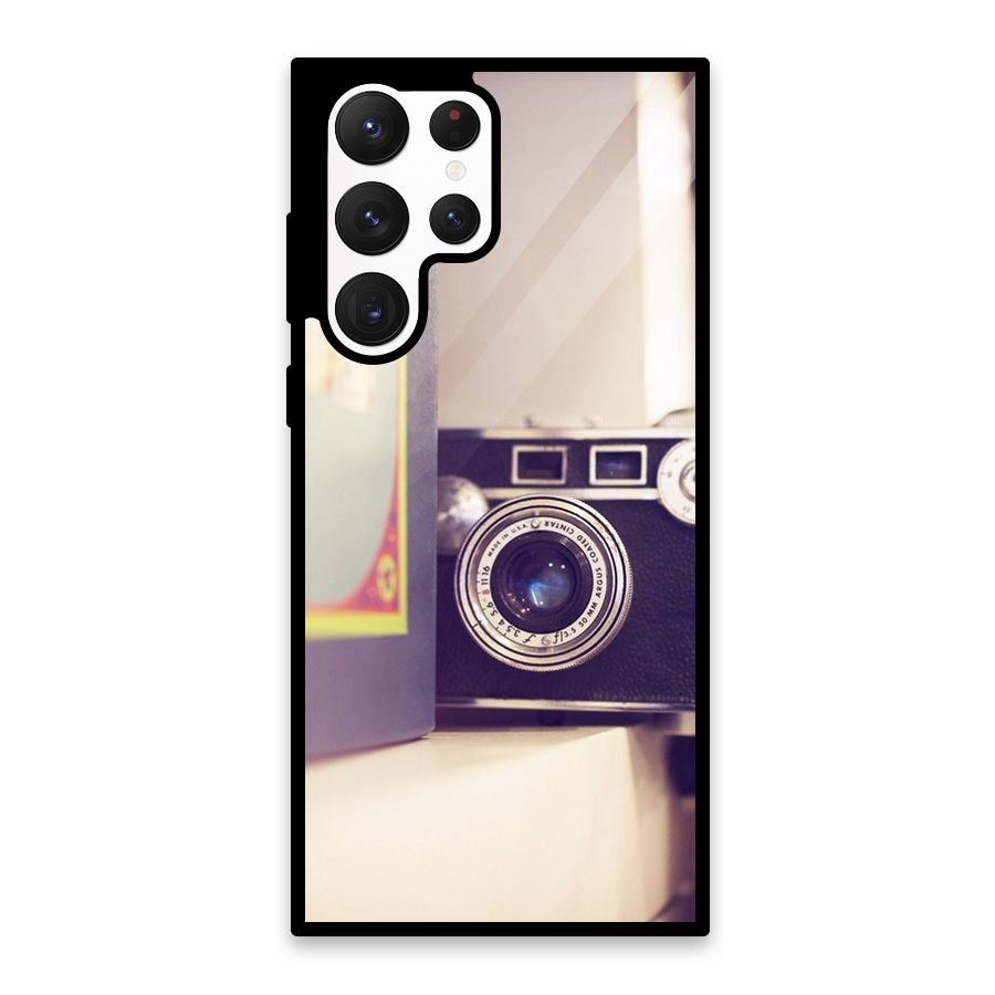 Camera Vintage Pastel Glass Back Case for Galaxy S22 Ultra 5G