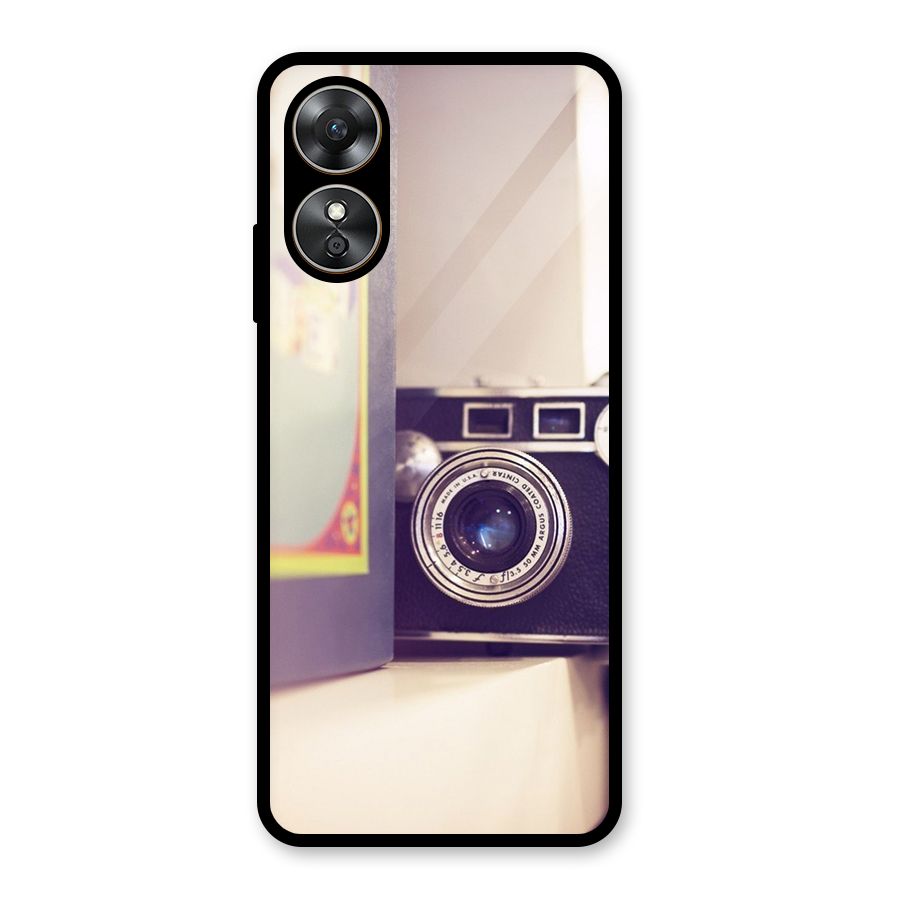 Camera Vintage Pastel Glass Back Case for Oppo A17
