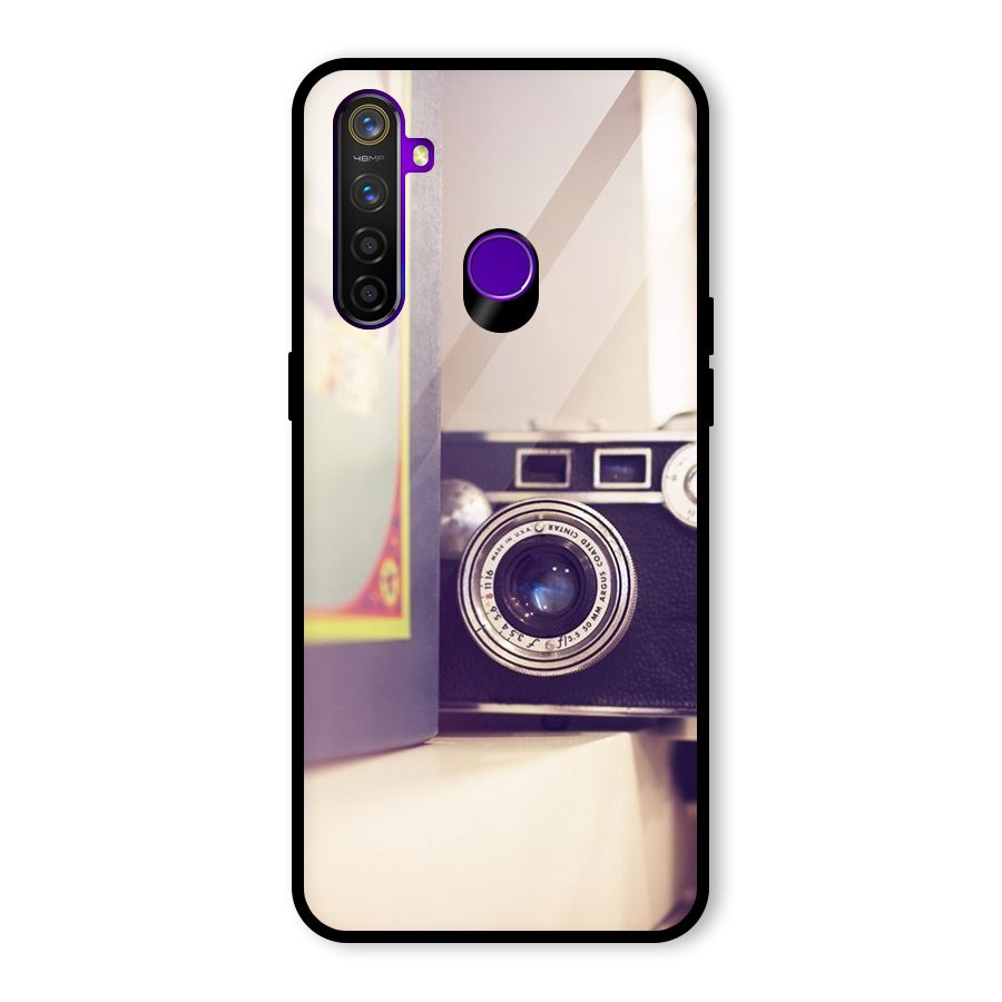 Camera Vintage Pastel Glass Back Case for Realme 5 Pro