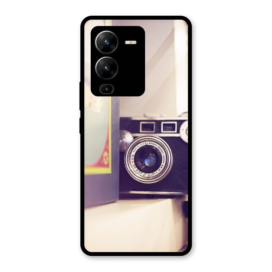 Camera Vintage Pastel Glass Back Case for Vivo V25 Pro