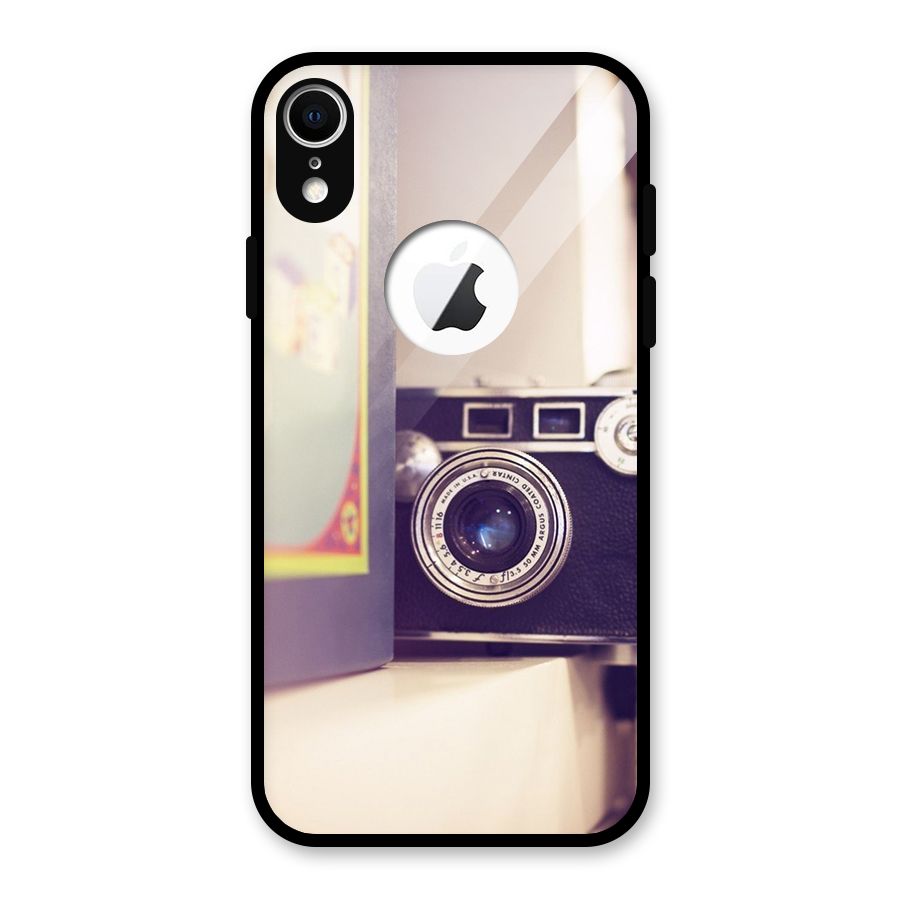 Camera Vintage Pastel Glass Back Case for iPhone XR Logo Cut