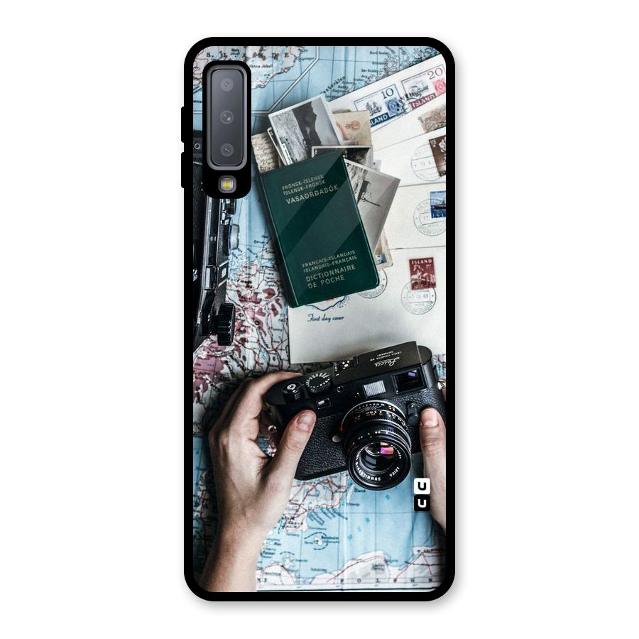 Camera and Postcards Glass Back Case for Galaxy A7 (2018)