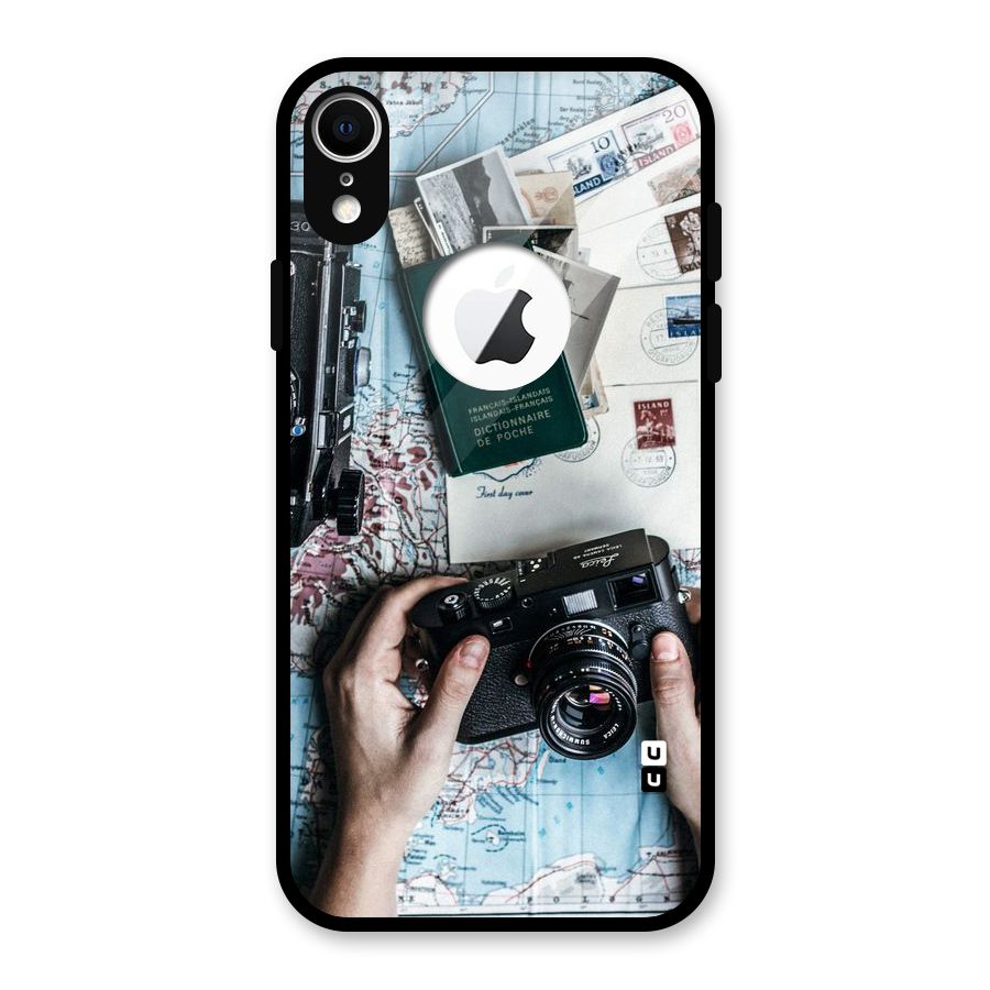 Camera and Postcards Glass Back Case for iPhone XR Logo Cut