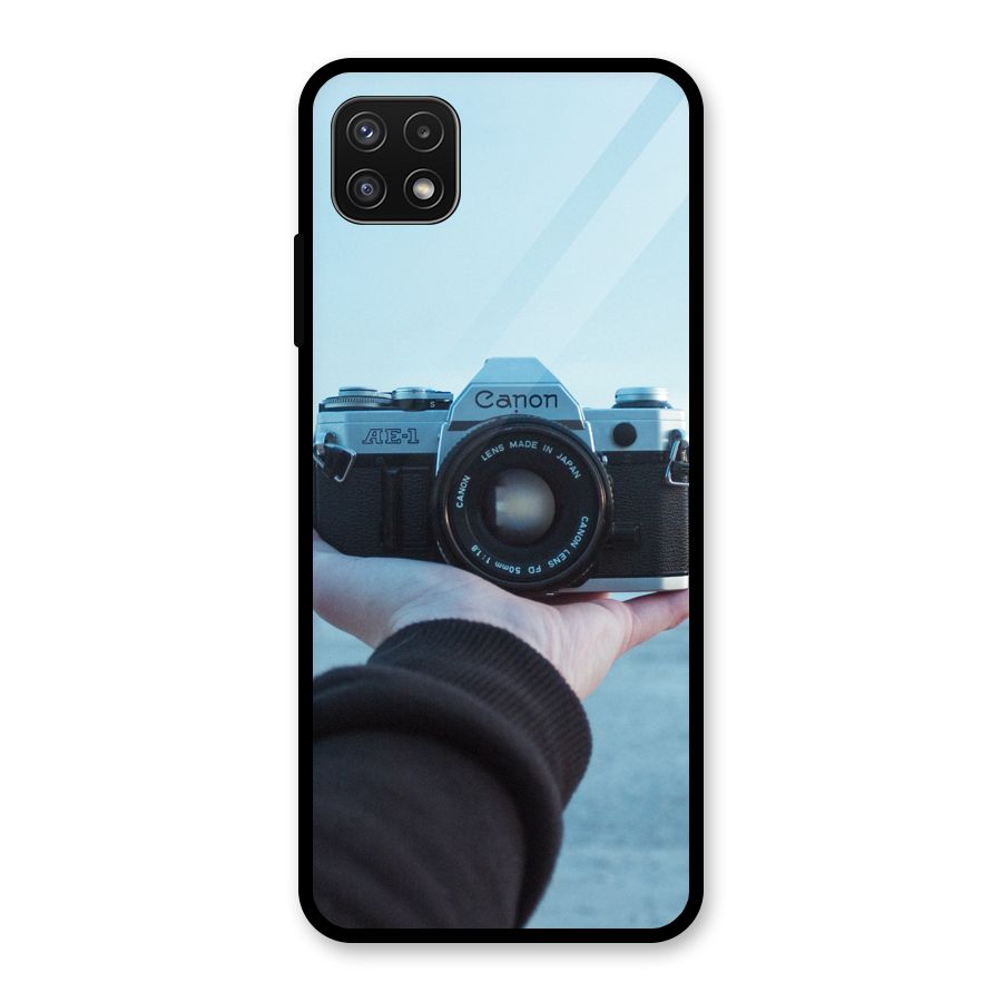 Camera in Hand Glass Back Case for Galaxy A22 5G