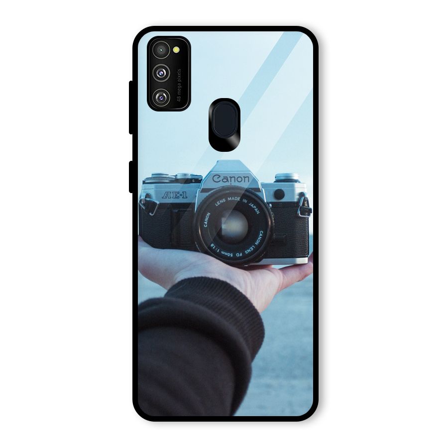 Camera in Hand Glass Back Case for Galaxy M30s