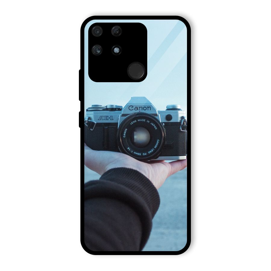 Camera in Hand Glass Back Case for Realme Narzo 50A
