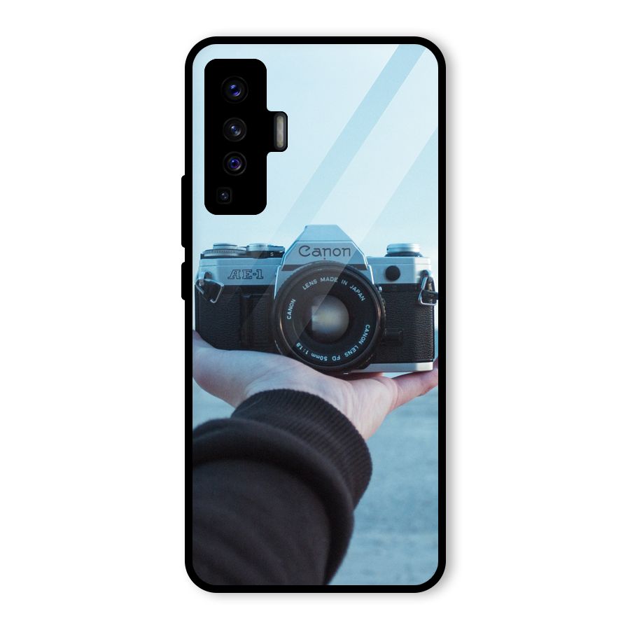 Camera in Hand Glass Back Case for Vivo X50