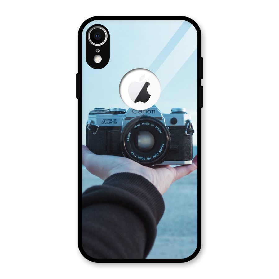 Camera in Hand Glass Back Case for iPhone XR Logo Cut