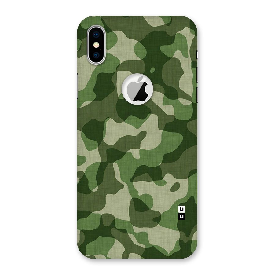 Camouflage Pattern Art Back Case for iPhone XS Logo Cut