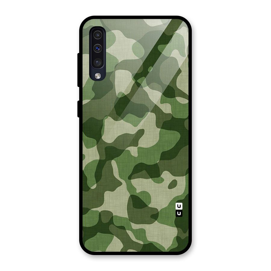 Camouflage Pattern Art Glass Back Case for Galaxy A30s