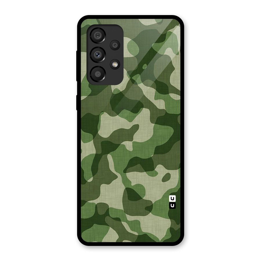 Camouflage Pattern Art Glass Back Case for Galaxy A33 5G