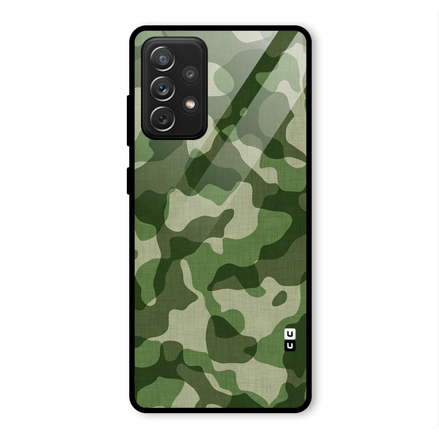 Camouflage Pattern Art Glass Back Case for Galaxy A72