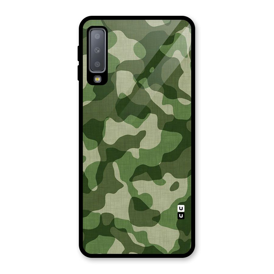 Camouflage Pattern Art Glass Back Case for Galaxy A7 (2018)