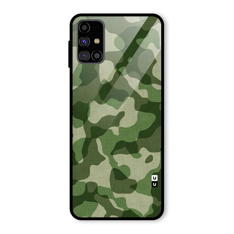 Camouflage Pattern Art Glass Back Case for Galaxy M31s
