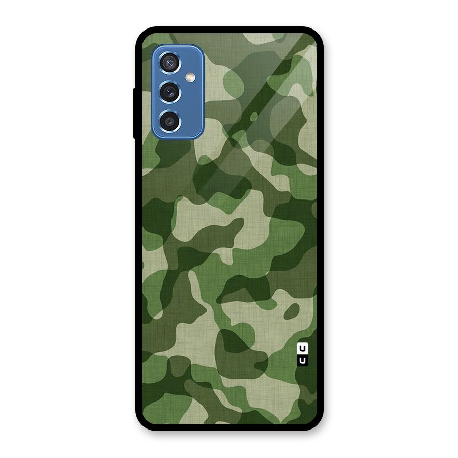 Camouflage Pattern Art Glass Back Case for Galaxy M52 5G