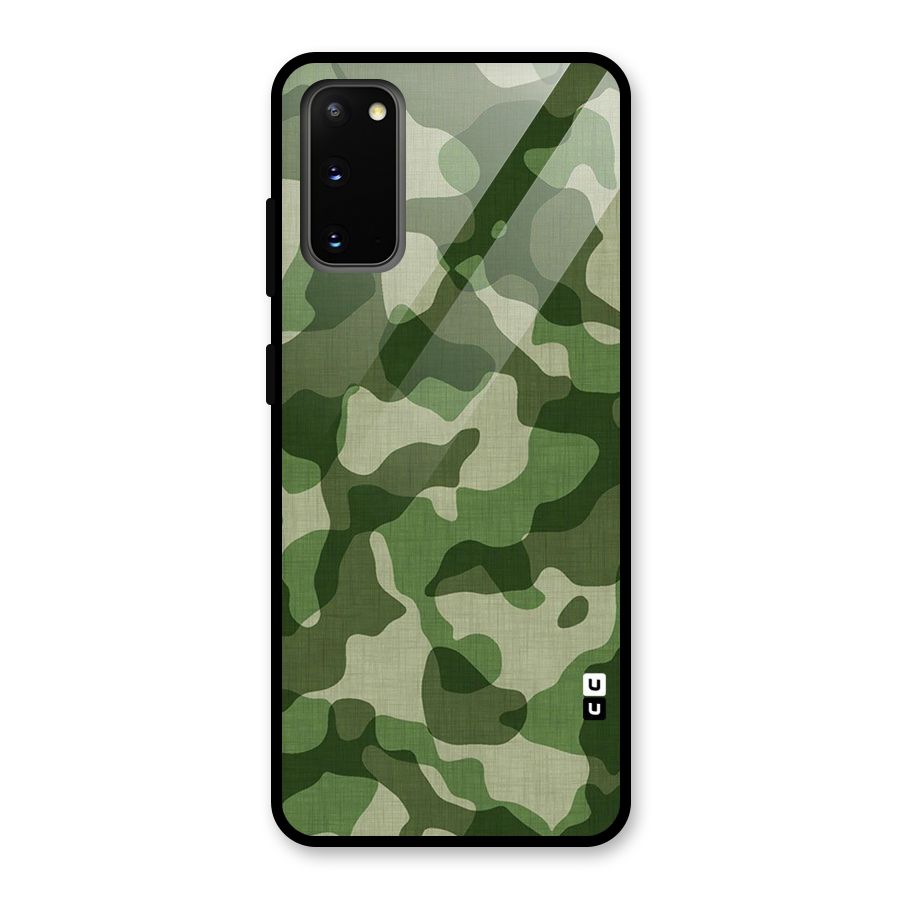 Camouflage Pattern Art Glass Back Case for Galaxy S20