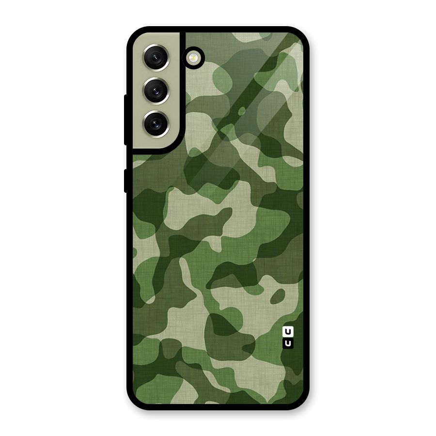 Camouflage Pattern Art Glass Back Case for Galaxy S21 FE 5G