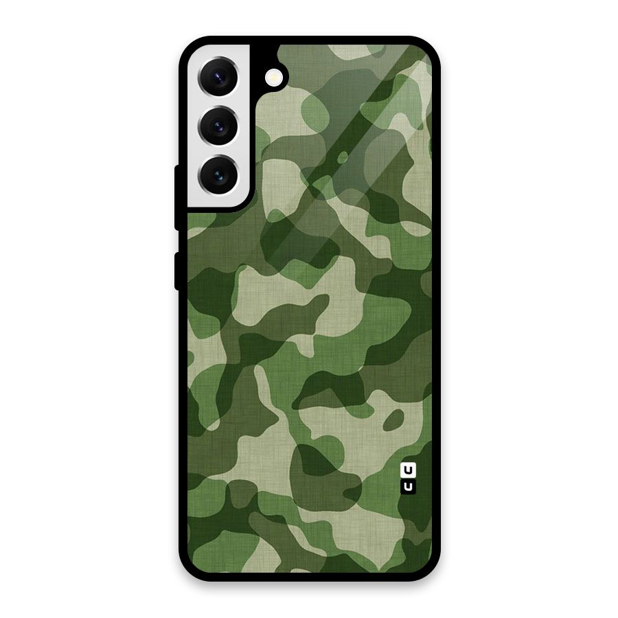 Camouflage Pattern Art Glass Back Case for Galaxy S22 Plus 5G