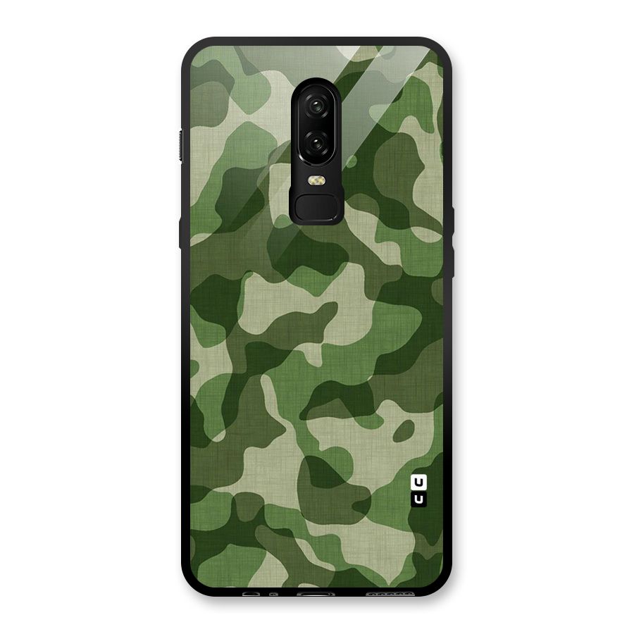 Camouflage Pattern Art Glass Back Case for OnePlus 6