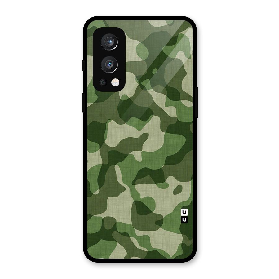 Camouflage Pattern Art Glass Back Case for OnePlus Nord 2 5G