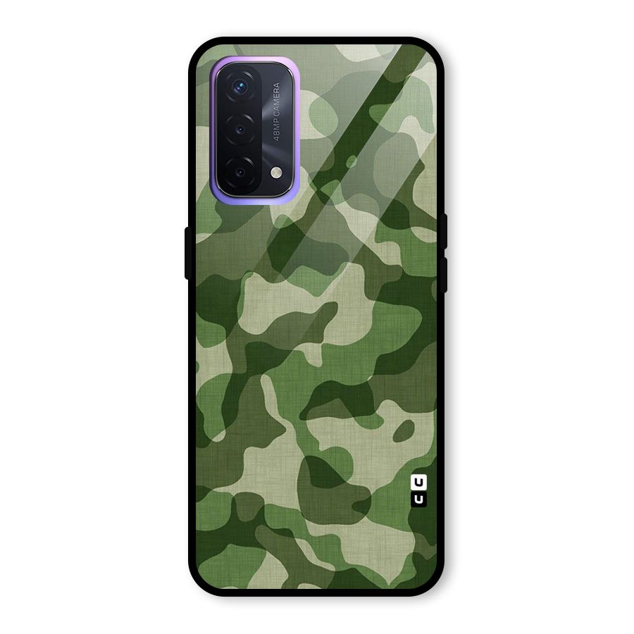 Camouflage Pattern Art Glass Back Case for Oppo A74 5G