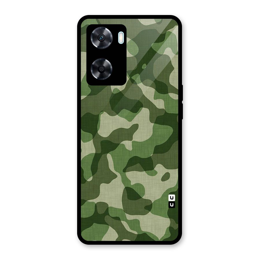 Camouflage Pattern Art Glass Back Case for Oppo A77
