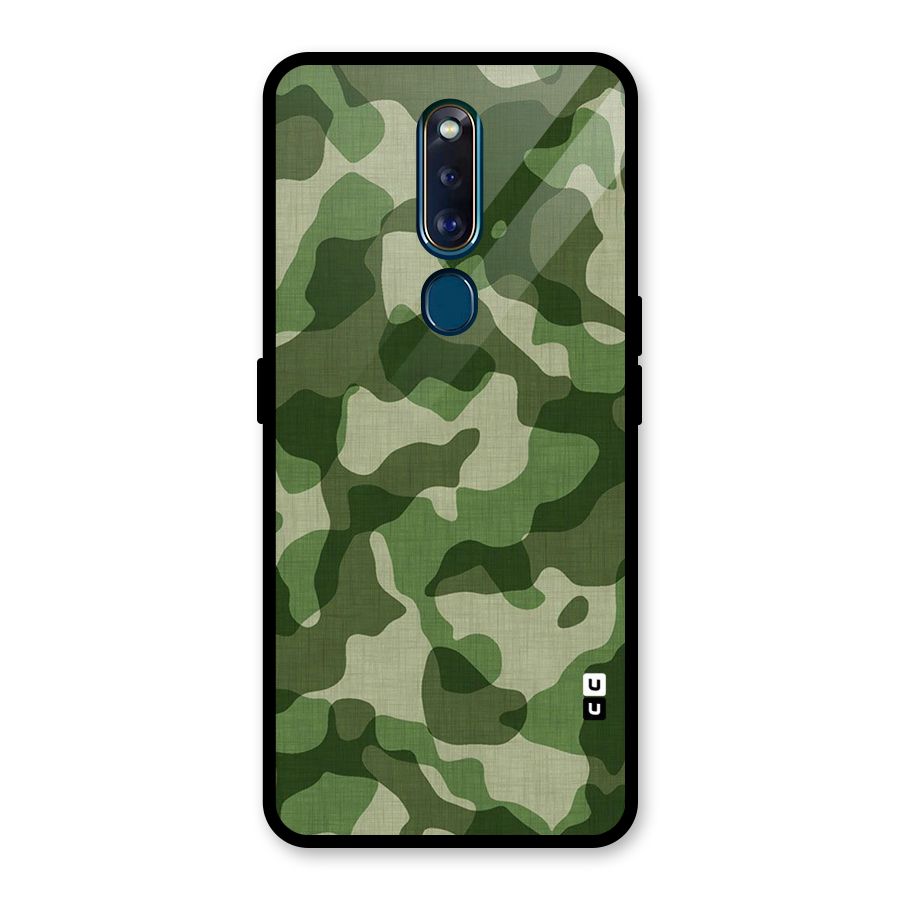 Camouflage Pattern Art Glass Back Case for Oppo F11 Pro