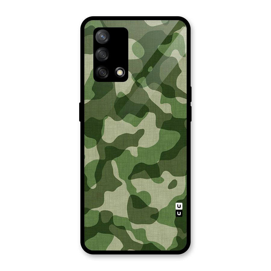 Camouflage Pattern Art Glass Back Case for Oppo F19