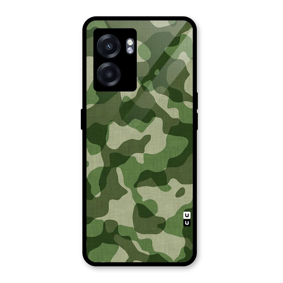 Camouflage Pattern Art Glass Back Case for Oppo K10 (5G)