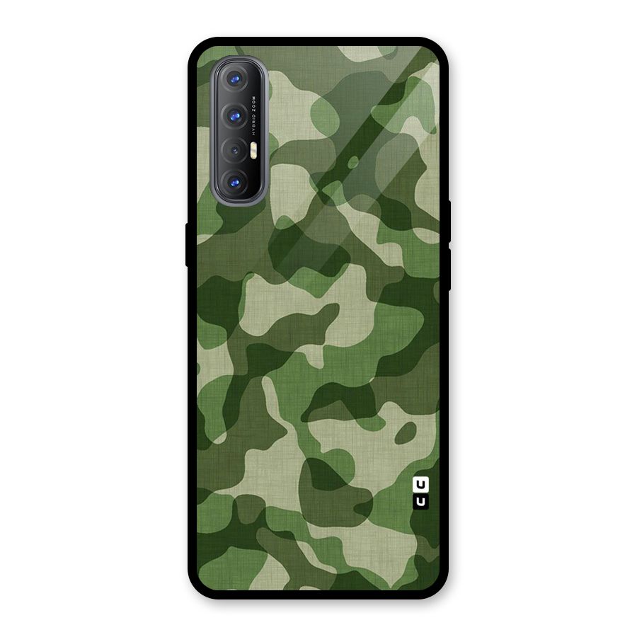 Camouflage Pattern Art Glass Back Case for Oppo Reno3 Pro