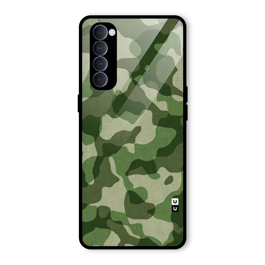 Camouflage Pattern Art Glass Back Case for Oppo Reno4 Pro