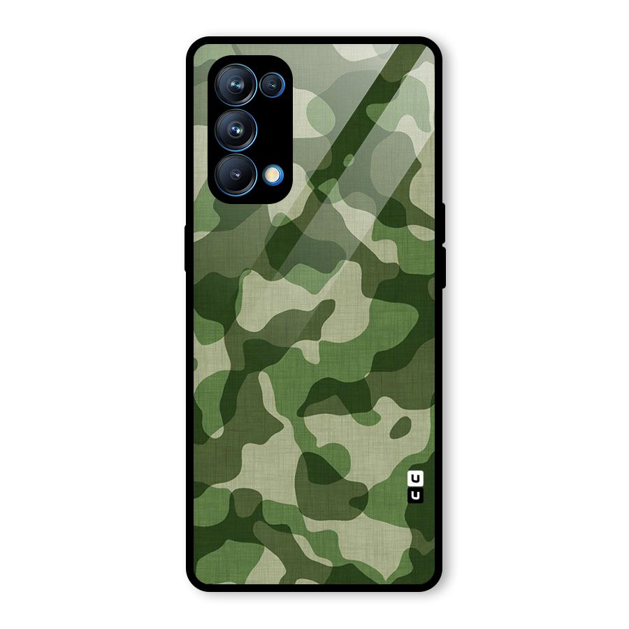 Camouflage Pattern Art Glass Back Case for Oppo Reno5 Pro 5G