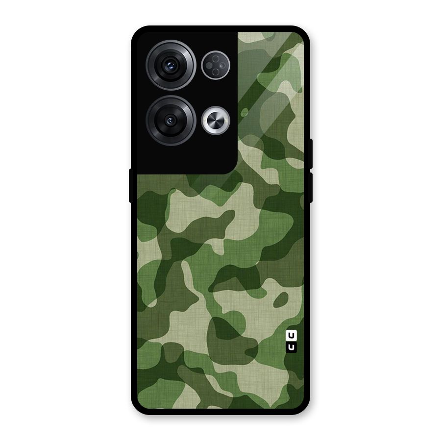 Camouflage Pattern Art Glass Back Case for Oppo Reno8 Pro 5G