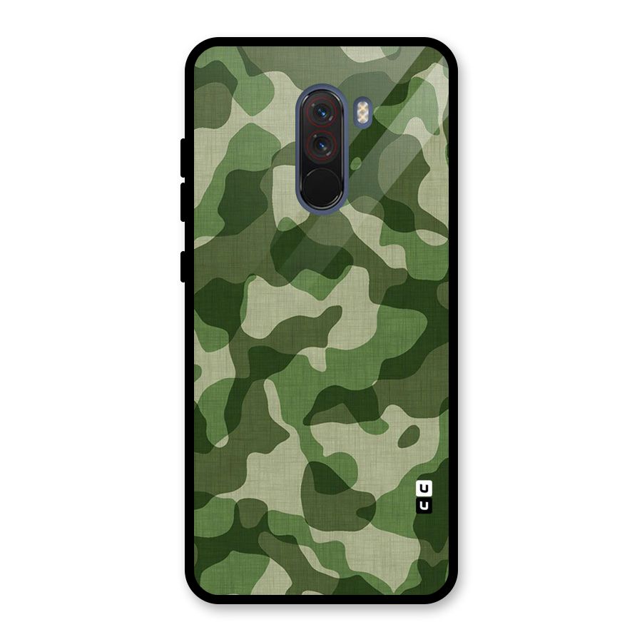 Camouflage Pattern Art Glass Back Case for Poco F1